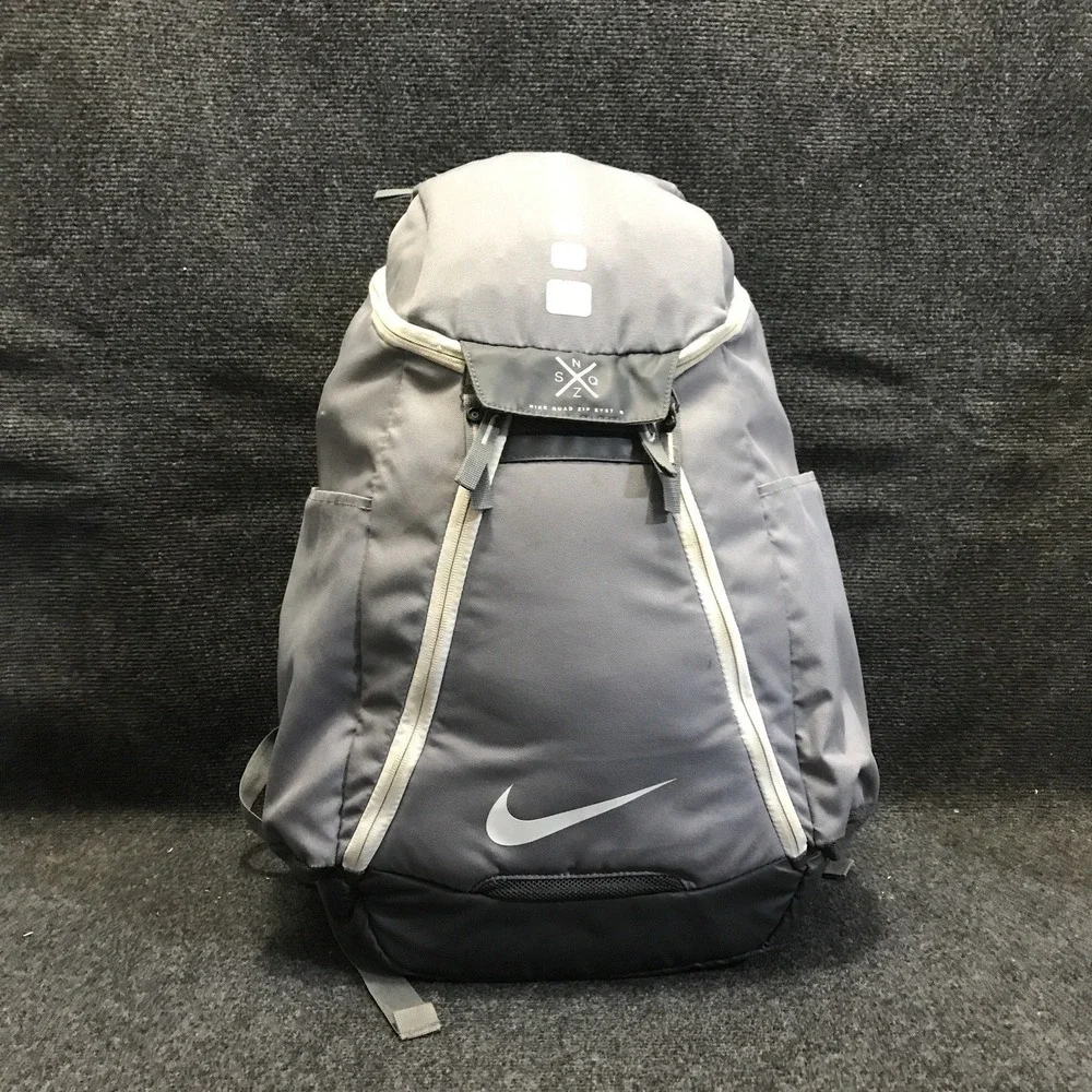 Nike BA5259-041 Hoops Elite Pro Basketball Backpack Gray/Black w/ Nike Quad Zip